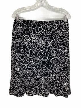 George Black & white Floral Print Skirt M 8/10